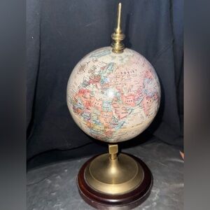 World Classic Vintage Globe Brand Multicolor World Globe with Brass Base